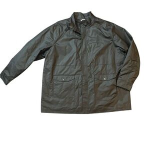 Men's 4XL Liberty Blues Black full zip poly shell rain coat with belt details